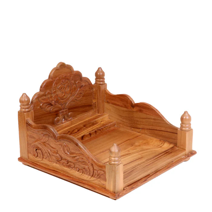 Teak wood Carved maharaja singhasan multi step temple with Tray