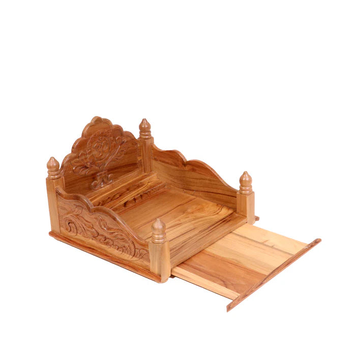 Teak wood Carved maharaja singhasan multi step temple with Tray