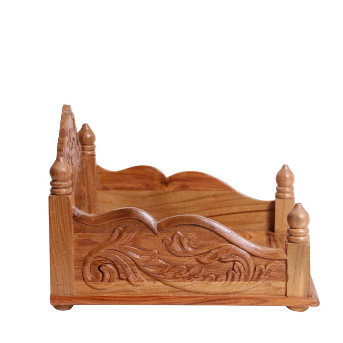 Teak wood Carved maharaja singhasan multi step temple with Tray