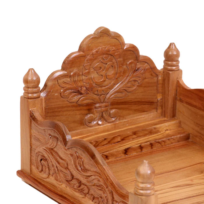 Teak wood Carved maharaja singhasan multi step temple with Tray