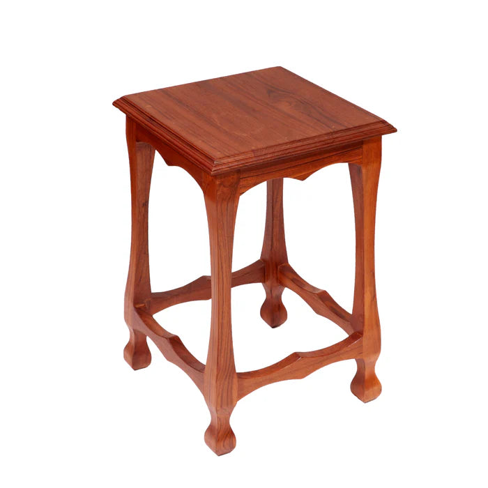 Classic wave pattern durable Teak wood stool