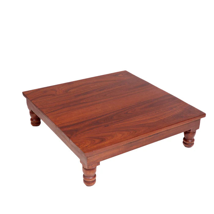 Solid teak square bajot in provincial teak polish