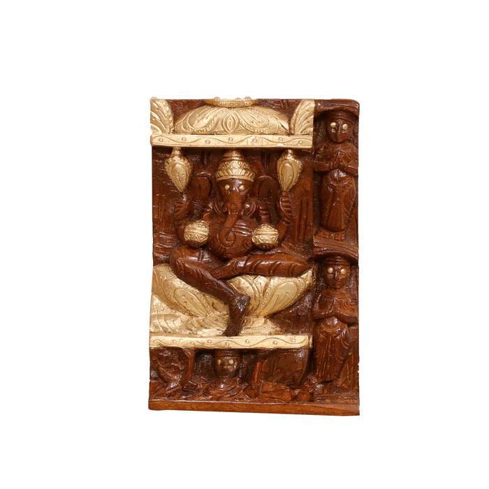 Brass fitted Carved Temple Wall Panel