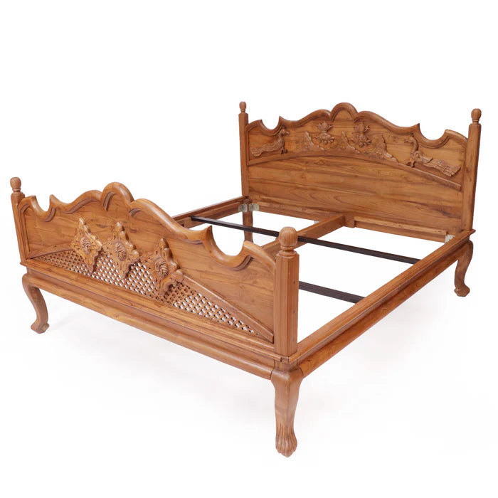 Teak Wood Light Brown-Finish Bed