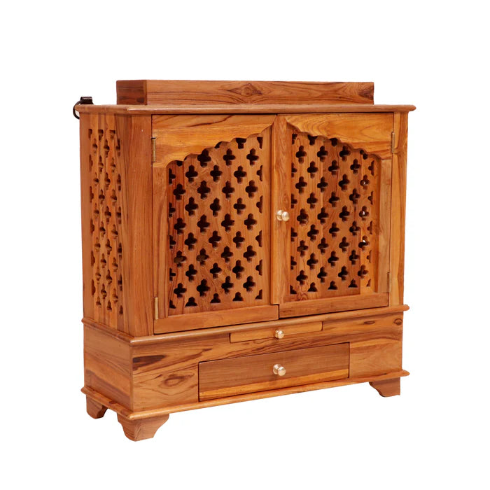 Denver Carved Double Door Handmade Spiritual Wooden Temple for Home