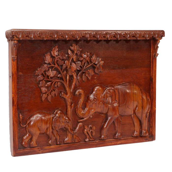 Elephant Family Forest View Teak Frame