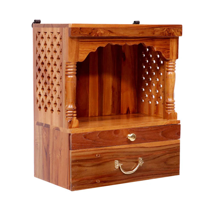 Adore Small Carved Jali Style Handmade Spiritual Wooden Temple for Home