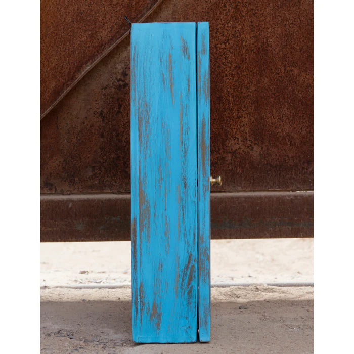 Traditional Blue Distressed Finished Wooden Handmade Wall