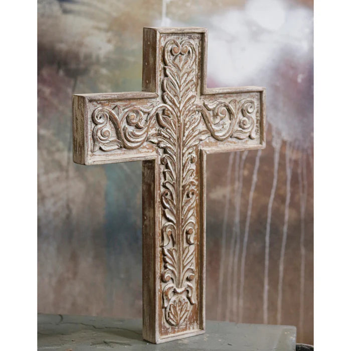 Classic Clever Carved Cross Designed Wooden Handmade Wall Decor