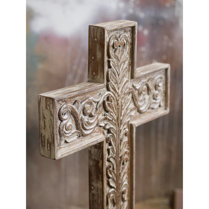 Classic Clever Carved Cross Designed Wooden Handmade Wall Decor