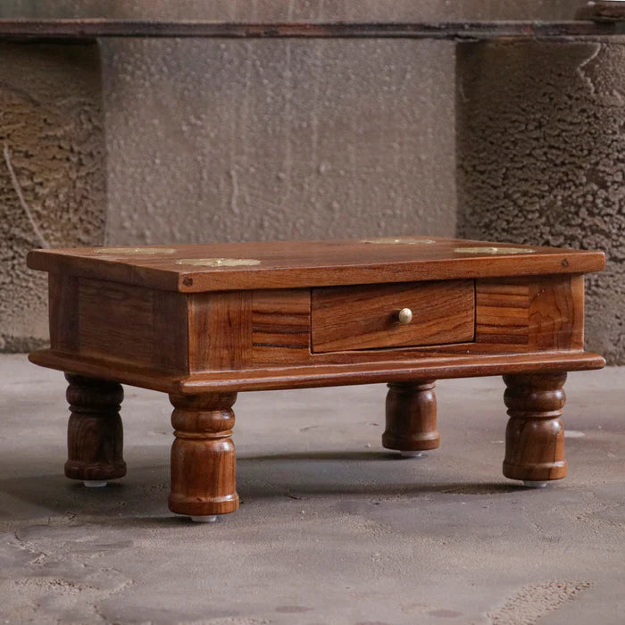 Traditional Natural Brown Finished Handmade Wooden Bajot