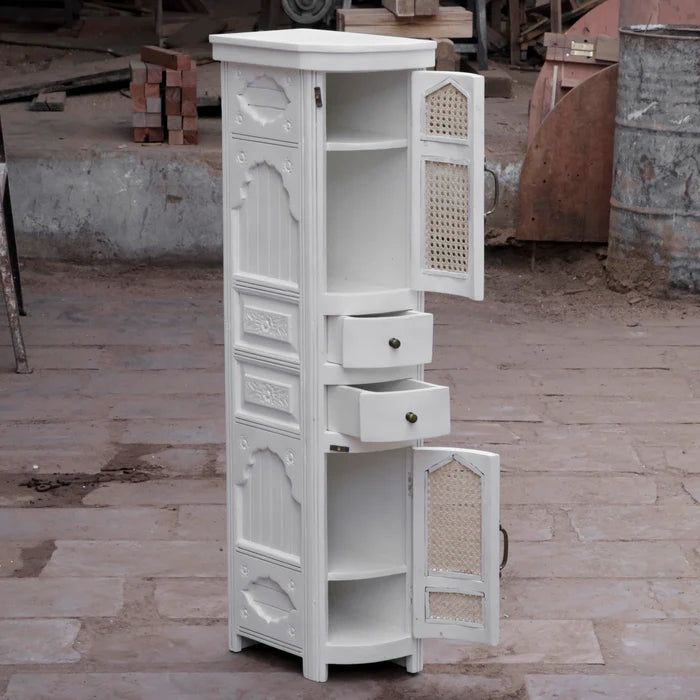 Orianted White Shine Finished Wooden Handmade Cabinet