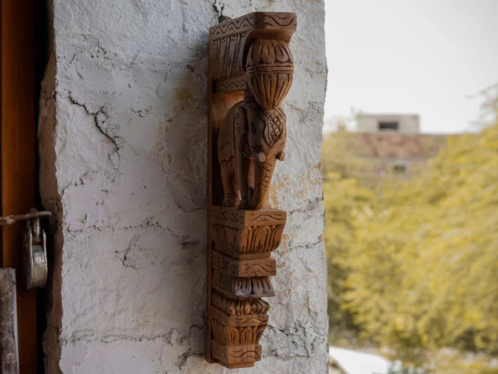 Solid teak elephant