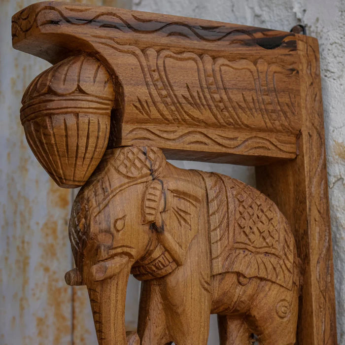Solid teak elephant