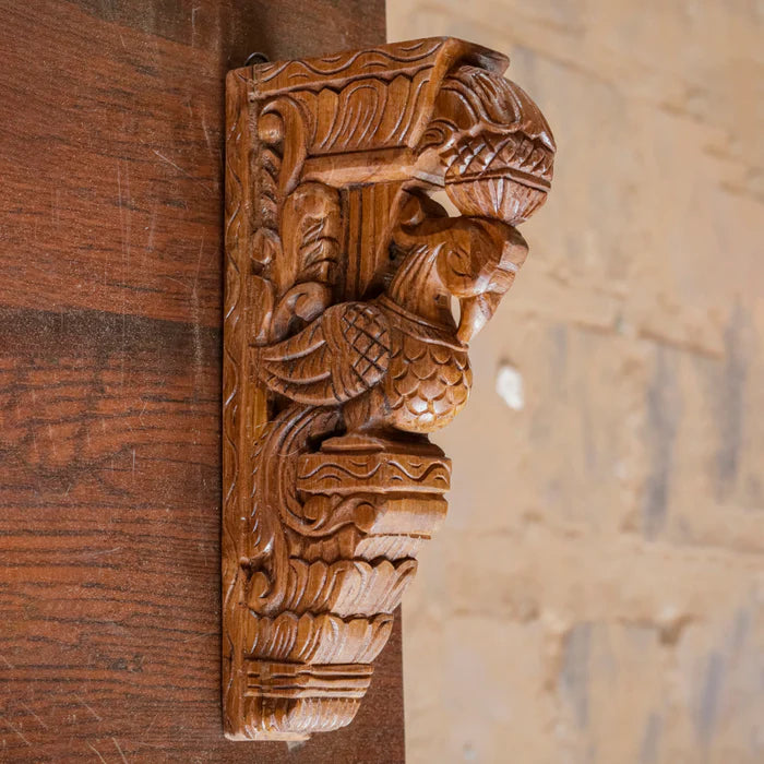 Beautifully Detailed Bird Traditional Teak Wood Door Bracket - Teak wood
