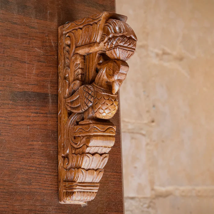 Beautifully Detailed Bird Traditional Teak Wood Door Bracket - Teak wood
