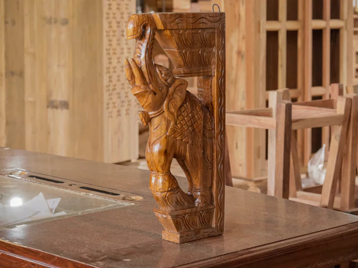 Solid teak elephant dance Door bracket - Teak wood