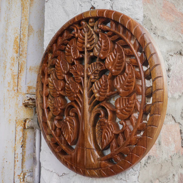 Solid Wooden Hand Crafted Wall Decor Panel And Tree Concept Design