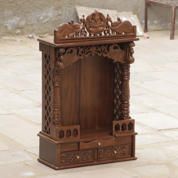 Wooden Hand Carved Designer Puja Temple