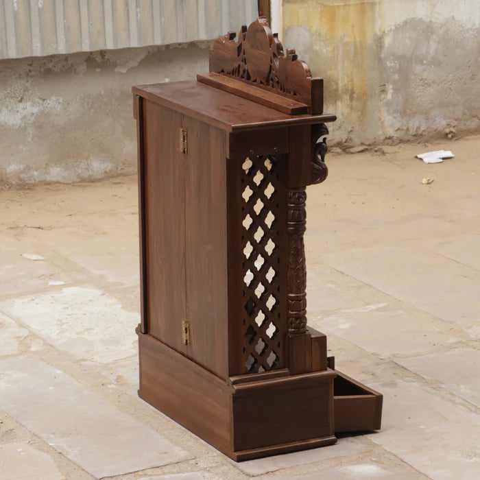 Wooden Hand Carved Designer Puja Temple