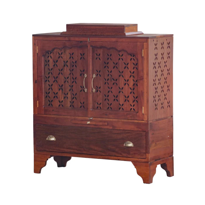 Unique Natural Brown Finished Wooden Handmade Temple