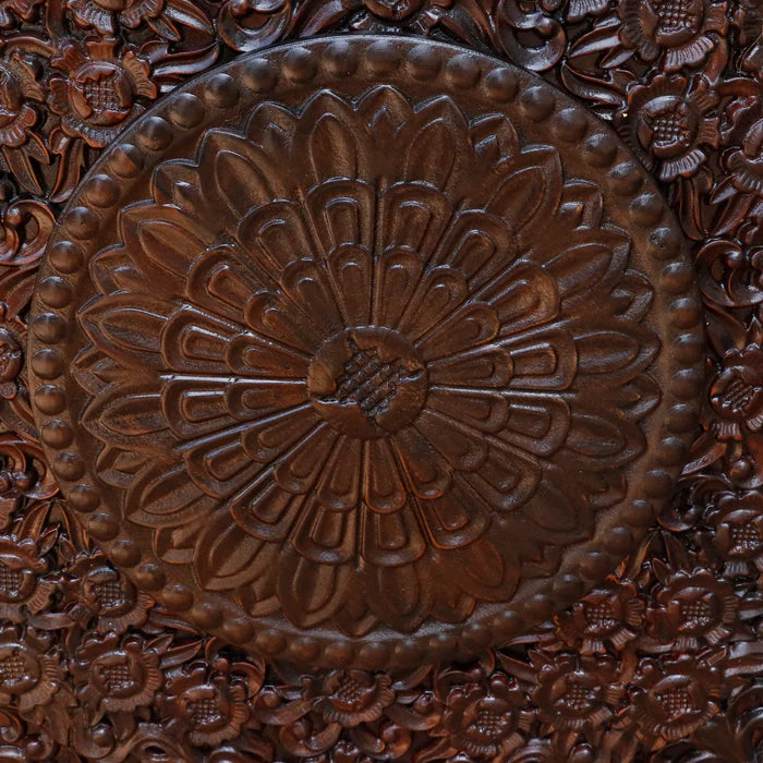 Beautiful Flower Round Carved Wooden Wall Decor