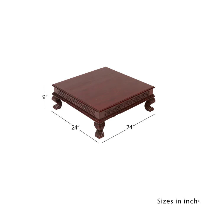 Intricate Carved Teak Bajot