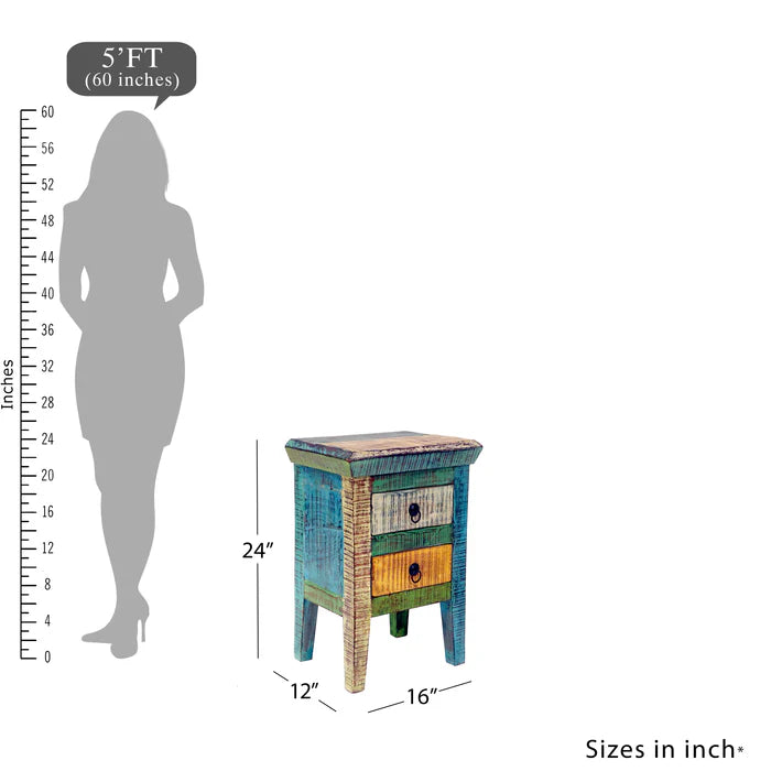 Vintage Heritage Finished Wooden Double Drawer Bedside