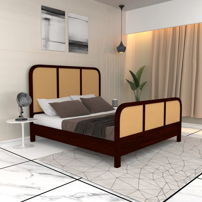 Solid Teak Traditional Cane Bed