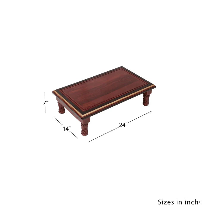 Dark Golden Carved Legs Wooden Folding Table
