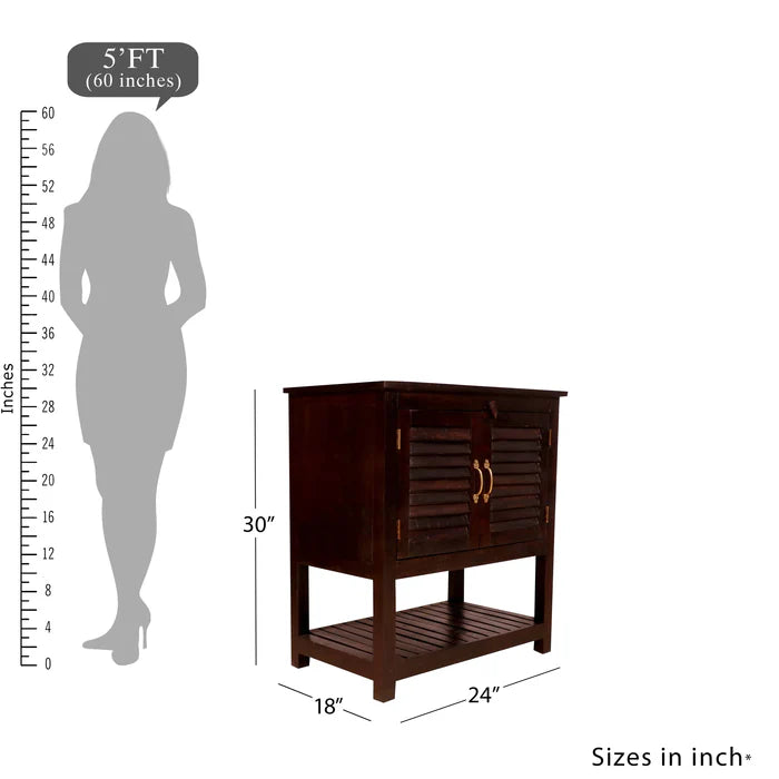 Solid wood Shutter door bedside table