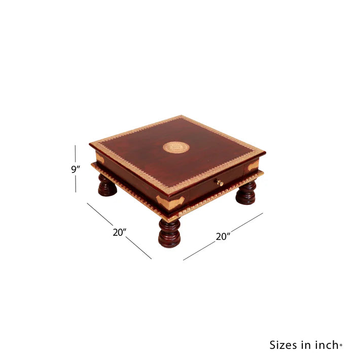 Black Hued Single Drawer Teak Bajot