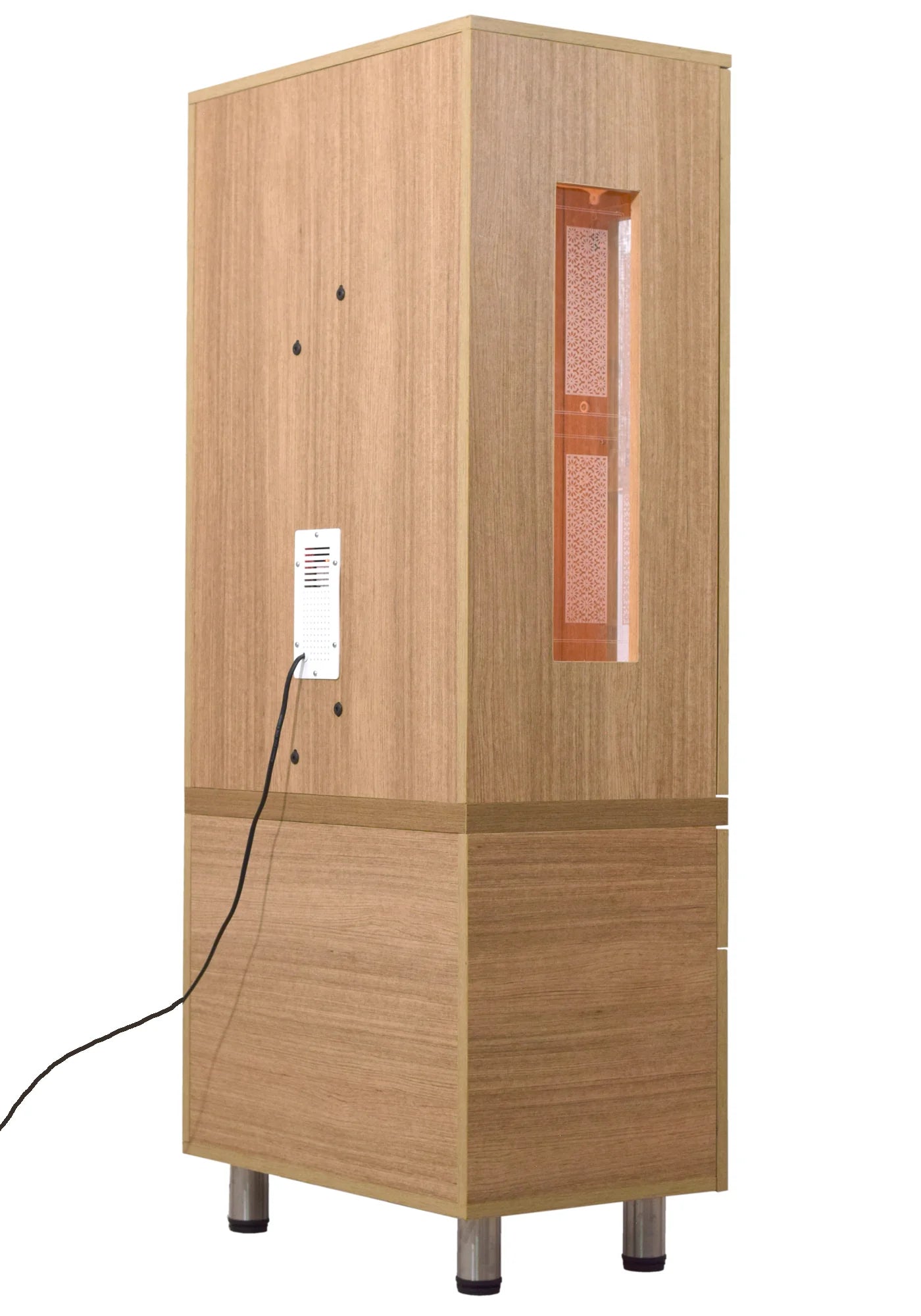 5' x 2' Natural Teak Finish Mandir with Doors and LED Lights