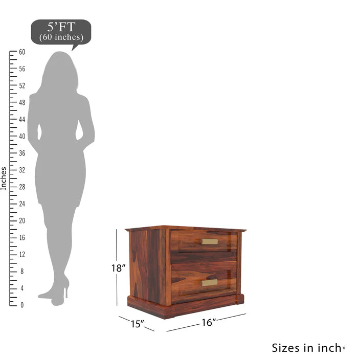 Shanghai Simple Handmade Double Drawer Wooden Bedside for Home