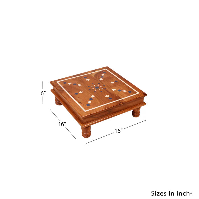 Indian Inlay Flowered Theme Style Handmade Wooden Bajot for Homewelcome to mandir bazaar i will give you my best