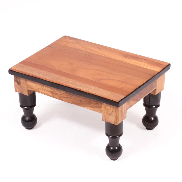 Round Legs Teak wood Rectangular Bajot