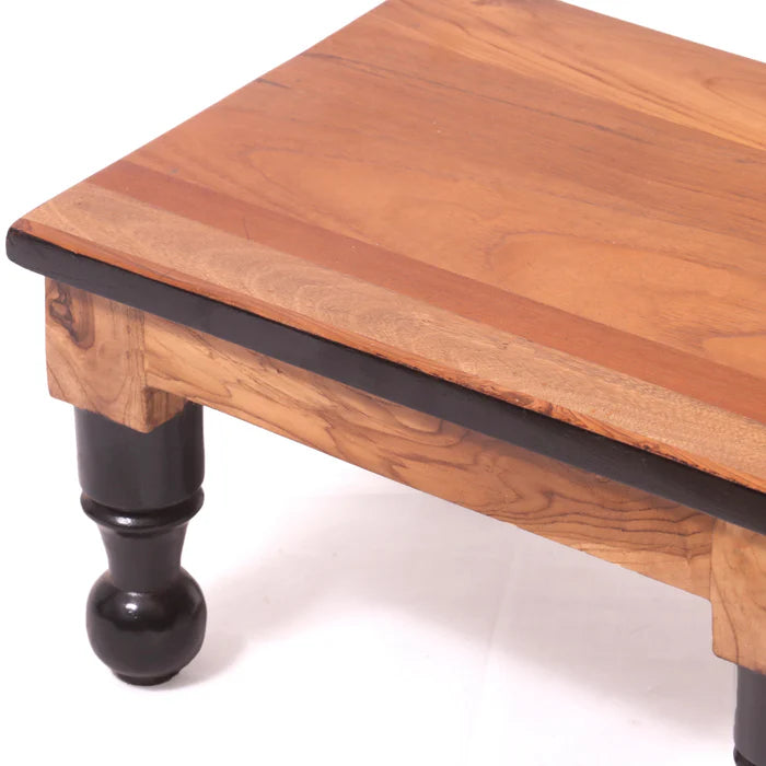Round Legs Teak wood Rectangular Bajot