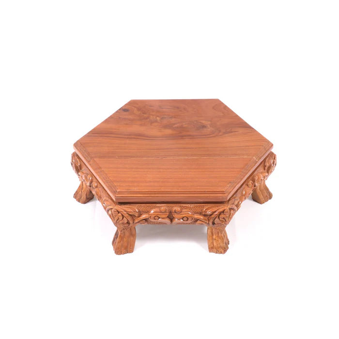 Casaka Teak Wood Hexagonal Traditional Bajot/Choki