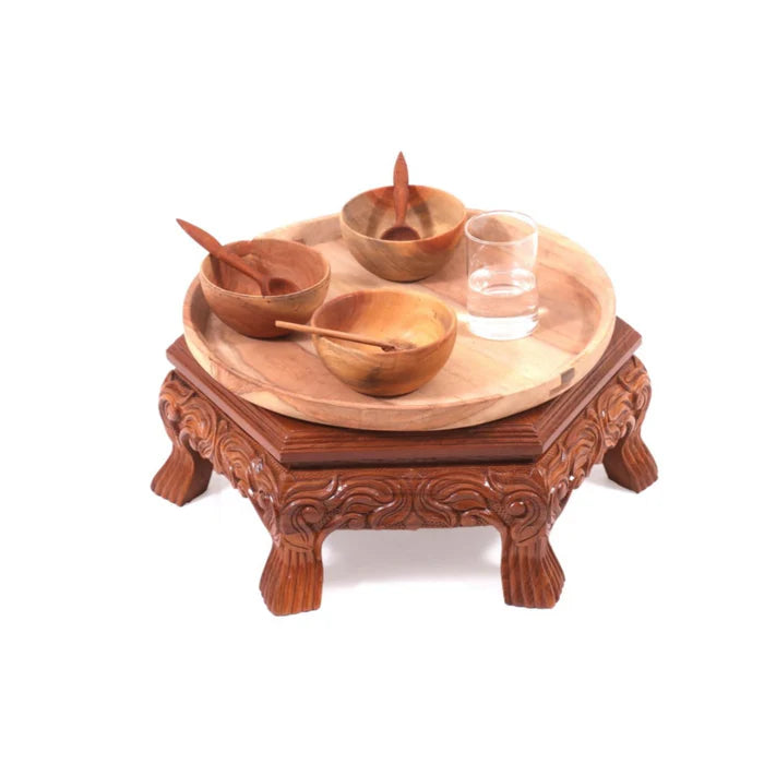 Asandika Teak Wood Hexagonal Traditional Bajot