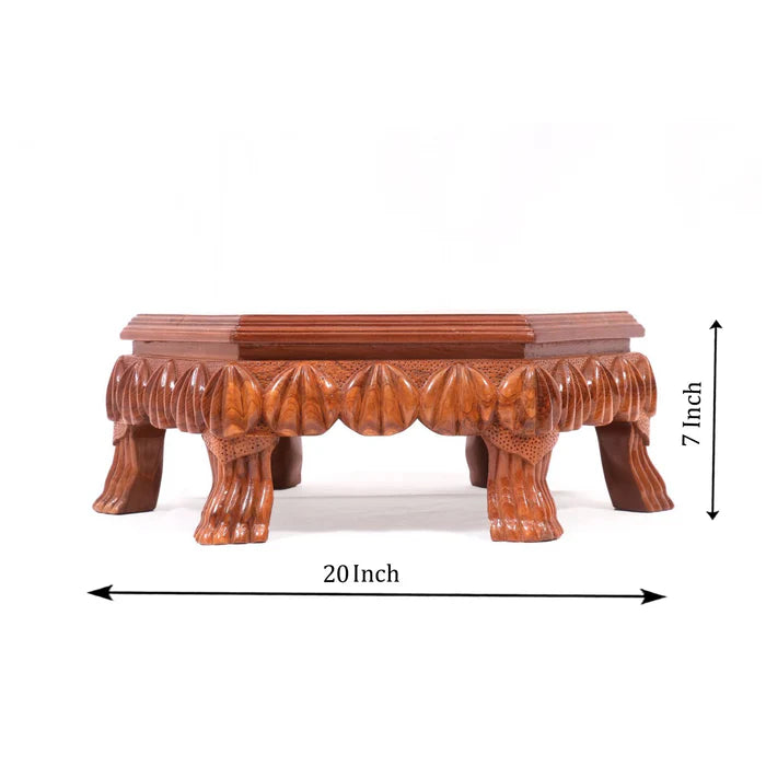 Guvati Hexagonal Traditional TEAK Wood Bajot