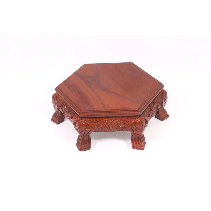 Utsarga Wooden Hexagonal Traditional Teak Wood Bajot