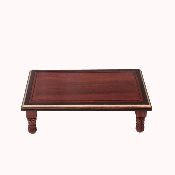 Dark Golden Carved Legs Wooden Folding Table
