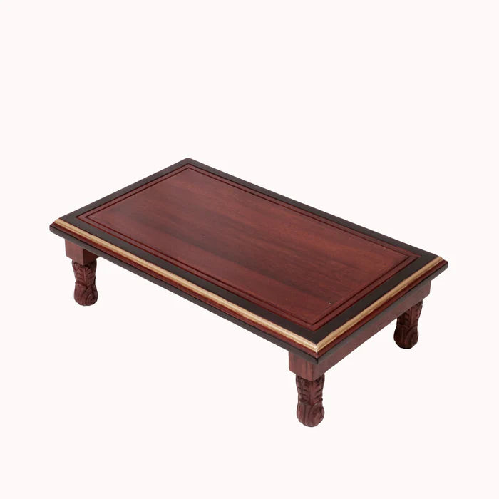 Dark Golden Carved Legs Wooden Folding Table