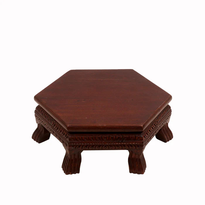 Rich Carved Mahogany Dark Style Wooden Bajot