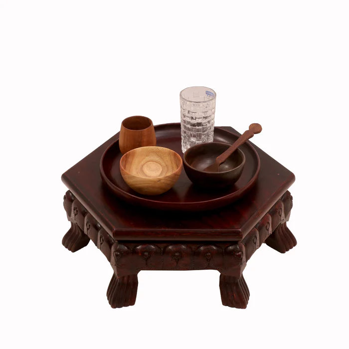 Bell Shaped Mahogany Dark Style Teak Wood Bajot