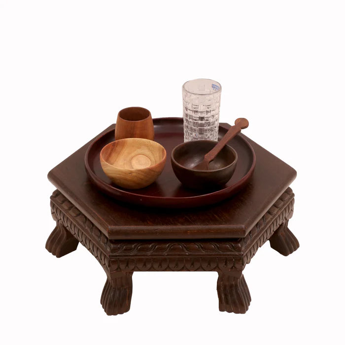Wreath Style Mahogany Dark Style Teak Wood Bajot