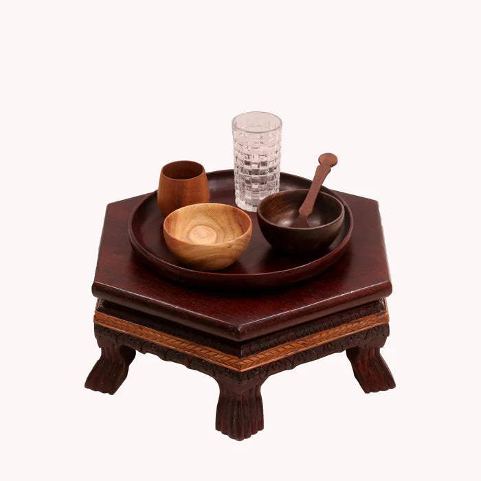 Meditative Payer dual Tone Hexagonal TEAK Wood Bajot