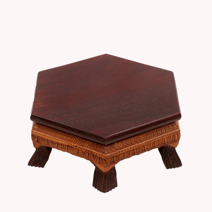 Delicate Leaf dual Tone Hexagonal TEAK Wood Bajot