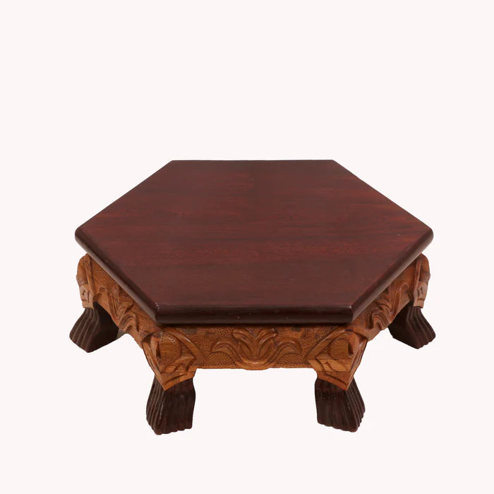 Solid Rustic dual Tone Hexagonal Wooden Bajot