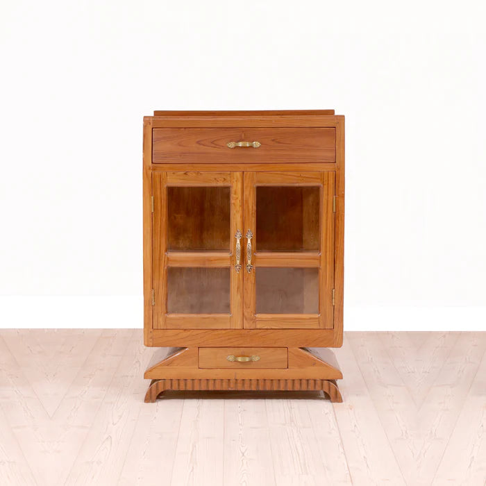 Aesthetically Carved 2-Drawers with Compartment Side Table